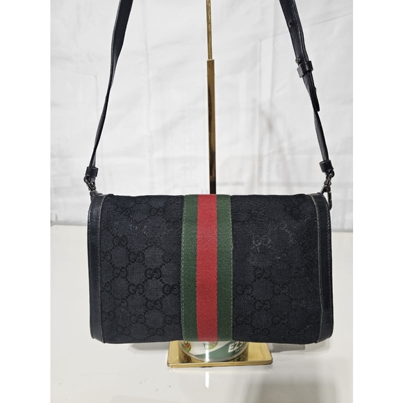 GUCCI Ophidia GG Vintage Sherryline Crossbody bag Black - Picture 7 of 14